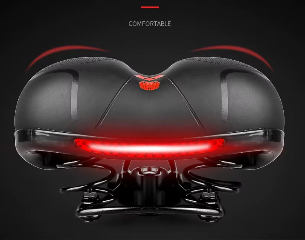 Reflective Shock Absorbing Hollow Bike Saddle Breathable Rainproof Cycling Wide Bicycle Seat Road Mountain Cycling Accessory ZZ