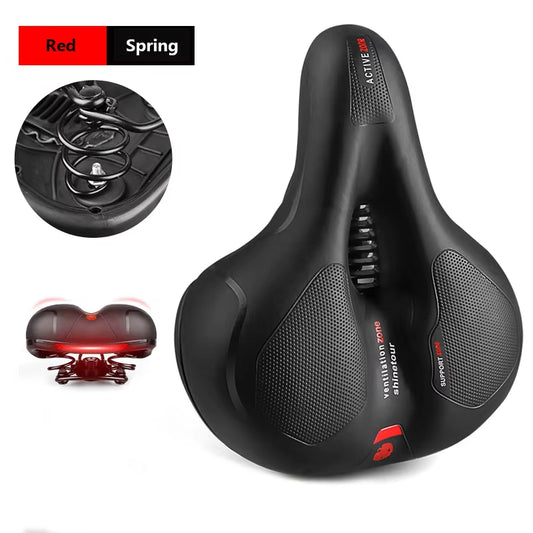 Reflective Shock Absorbing Hollow Bike Saddle Breathable Rainproof Cycling Wide Bicycle Seat Road Mountain Cycling Accessory ZZ