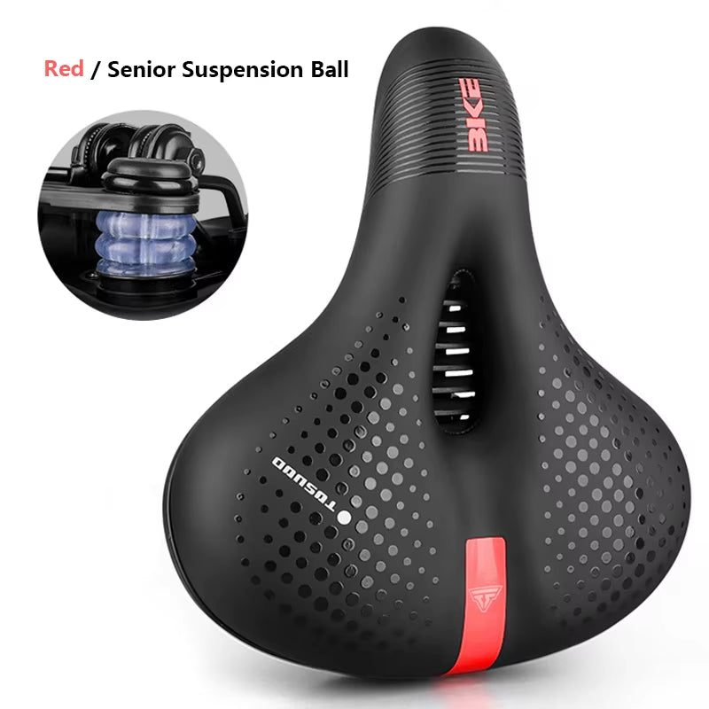 Reflective Shock Absorbing Hollow Bike Saddle Breathable Rainproof Cycling Wide Bicycle Seat Road Mountain Cycling Accessory ZZ