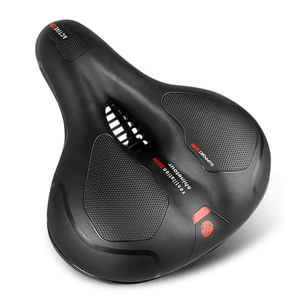Reflective Shock Absorbing Hollow Bike Saddle Breathable Rainproof Cycling Wide Bicycle Seat Road Mountain Cycling Accessory ZZ