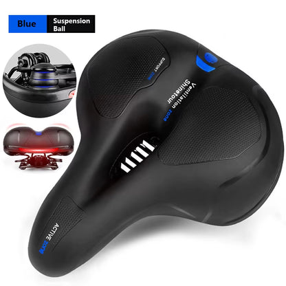 Reflective Shock Absorbing Hollow Bike Saddle Breathable Rainproof Cycling Wide Bicycle Seat Road Mountain Cycling Accessory ZZ