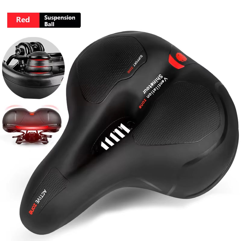 Reflective Shock Absorbing Hollow Bike Saddle Breathable Rainproof Cycling Wide Bicycle Seat Road Mountain Cycling Accessory ZZ