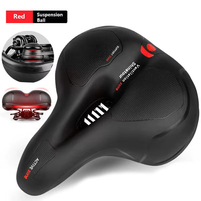 Reflective Shock Absorbing Hollow Bike Saddle Breathable Rainproof Cycling Wide Bicycle Seat Road Mountain Cycling Accessory ZZ